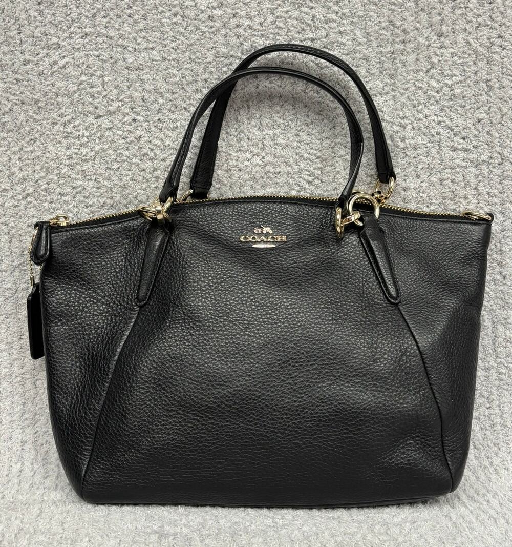 Coach Kelsey Black Pebbled Leather Satchel Purse F36675 #76923